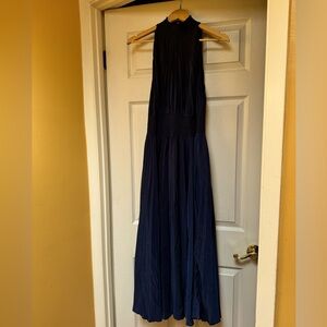 Like- new (worn once) Navy blue, pleated, gown